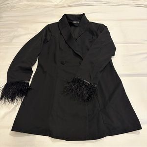 Fur Trim Blazer Dress